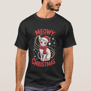 Sphynx-Katze Meowy Weihnachten Gemütlicher Winter- T-Shirt