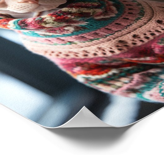 Sphynx Katze mit Pullover Poster (Ecke)