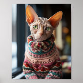 Sphynx Katze mit Pullover Poster (Vorne)
