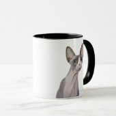 Sphynx Katze mit überraschtem Ausdruck Tasse (VorderseiteRechts)