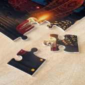 Sphynx Katze mit Weihnachtsgeschenken Feuerplatz Puzzle (Seite)