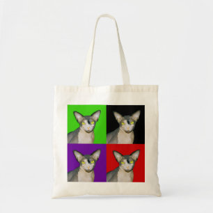 Sphynx Katze Ninja Pop-Kunst Mehrfarben2 Tragetasche