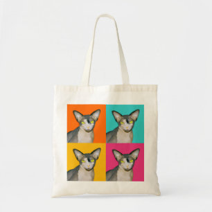 Sphynx Katze Ninja Pop-Kunst Mehrfarben Tragetasche