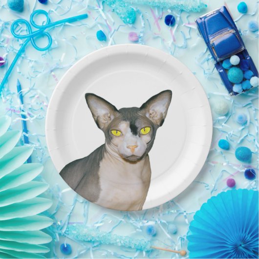 Sphynx Katze Ninja Rex Katzen-Katzen-Partyweiß Pappteller (Party)