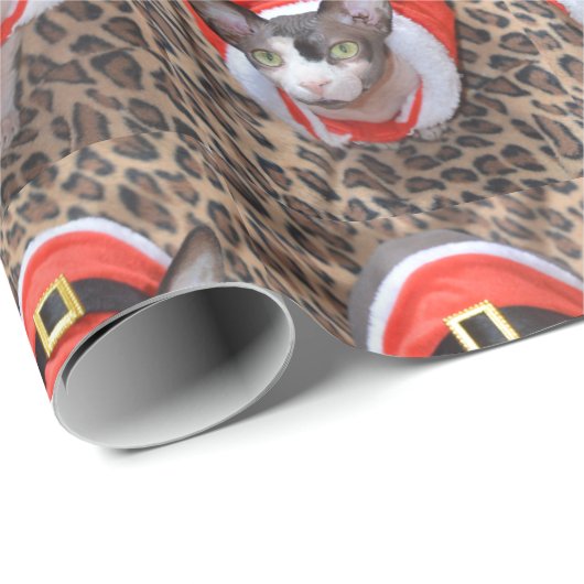 Sphynx Katze Ninja Sankt Weihnachten Geschenkpapier (Rolleneckpunkt)