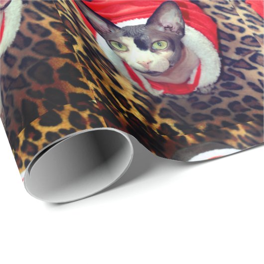Sphynx Katze Ninja Sankt Weihnachten Geschenkpapier (Rolleneckpunkt)