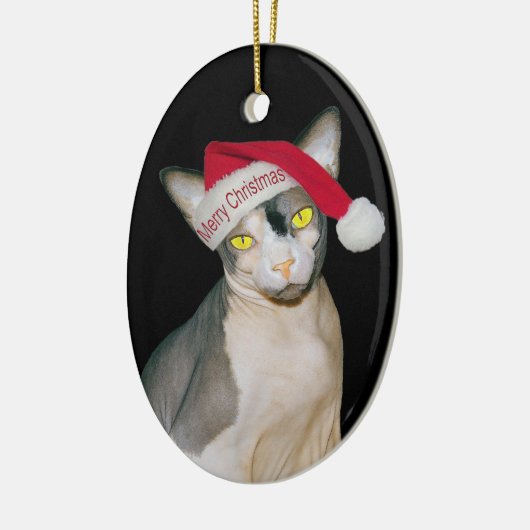 Sphynx Katze Ninja Sankt Weihnachten Keramik Ornament (Links)