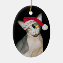 Sphynx Katze Ninja Sankt Weihnachten Keramik Ornament