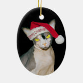 Sphynx Katze Ninja Sankt Weihnachten Keramik Ornament (Hinten)