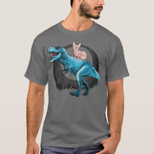Sphynx-Katze reitet auf einem TRex T-Shirt
