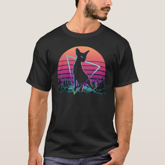 Sphynx-Katze Retro T-Shirt (Vorderseite)