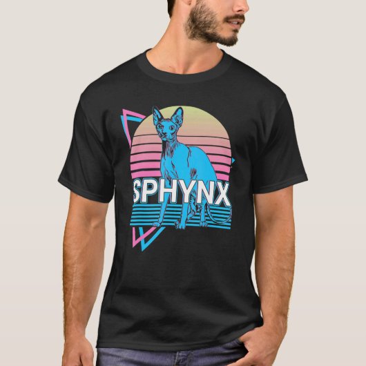 Sphynx-Katze Retro T-Shirt (Vorderseite)