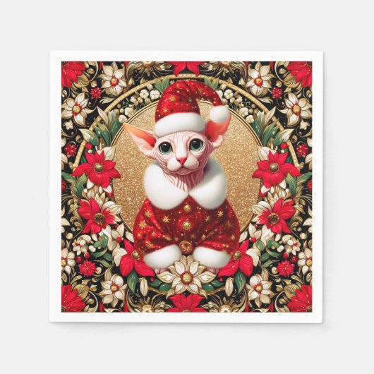 Sphynx-Katze Santa-Elf von AI Serviette (Vorderseite)