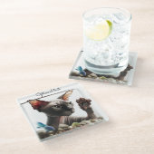 Sphynx Katze Schwimmen Glasuntersetzer (Schrägansicht)