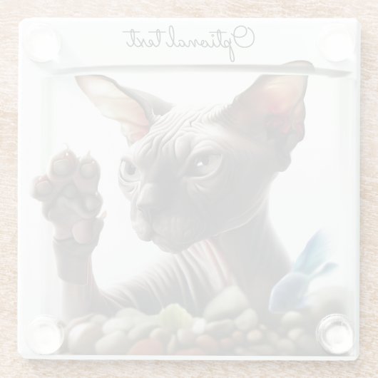 Sphynx Katze Schwimmen Glasuntersetzer (Rückseite)
