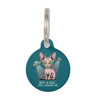 Sphynx-Katze UFO Alien Humor Kunst beurteilen Haustiermarke