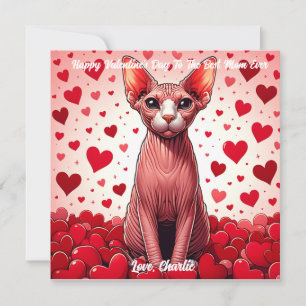 Sphynx-Katze Valentinstag Schnurren Feiertagskarte