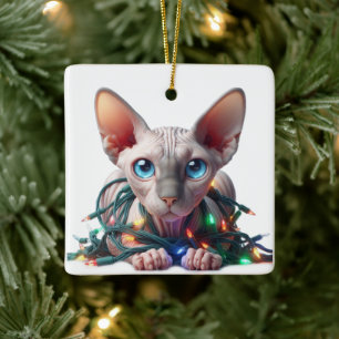 Sphynx-Katze Weihnachten Keramikornament