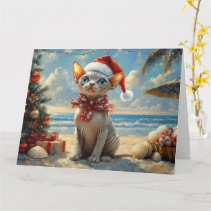 Sphynx-Katze Weihnachten Vintage Strand Karte