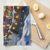 Sphynx-Katze Weihnachtsboot Urlaub Geschirrtuch (Viertel Falte)