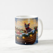 Sphynx-Katze Weihnachtsboot Urlaub Kaffeetasse (VorderseiteRechts)