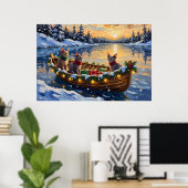 Sphynx-Katze Weihnachtsboot Urlaub Poster (Heimbüro)