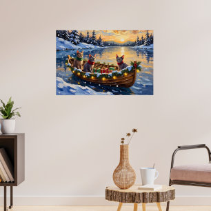 Sphynx-Katze Weihnachtsboot Urlaub Poster