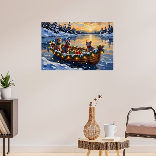 Sphynx-Katze Weihnachtsboot Urlaub Poster (Wohnzimmer 3)