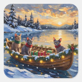 Sphynx-Katze Weihnachtsboot Urlaub Quadratischer Aufkleber (Vorderseite)