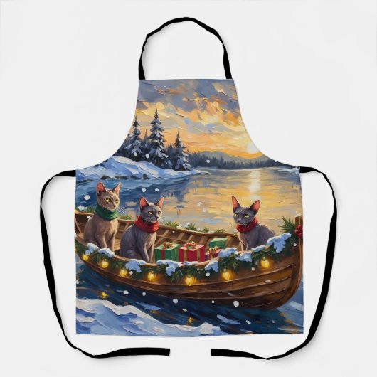 Sphynx-Katze Weihnachtsboot Urlaub Schürze (Vorderseite)