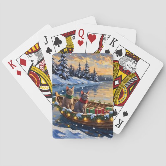 Sphynx-Katze Weihnachtsboot Urlaub Spielkarten (Rückseite)