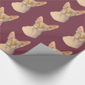 Sphynx Katzen-Aquarell-Porträt Geschenkpapier (Ecke)