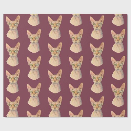 Sphynx Katzen-Aquarell-Porträt Geschenkpapier (Flach)