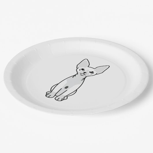 Sphynx Katzen-Cartoon Pappteller (Schrägansicht)