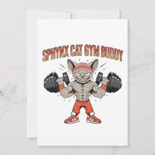 Sphynx-Katzen-Gym-Buddy-Cartoon-Fitness-Kunst Feiertagskarte