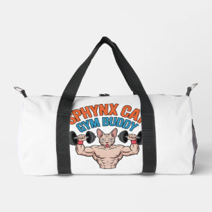 Sphynx-Katzen-Gym-Buddy-Muskulöse-Cartoon-Kunst Duffle Bag