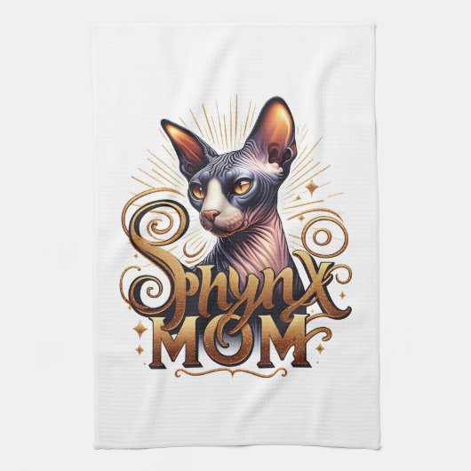 Sphynx-Katzen-Mama-Teetuch Geschirrtuch (Vertikal)