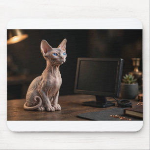 Sphynx-Katzen-Mauspad – Blauäugiges Sphynx-Geschen Mousepad