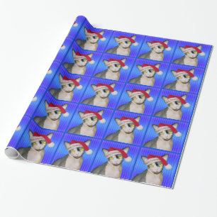 Sphynx Katzen-Sankt-Blau-Weihnachten Geschenkpapier