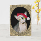 Sphynx Katzen-Sankt-Weihnachten Karte (Gelbe Blume)