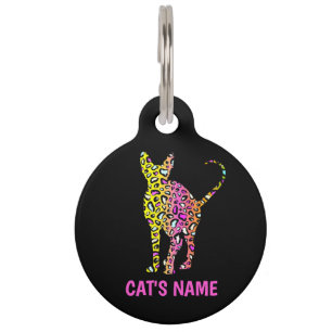 Sphynx-Katzen-Silhouette Leopardendruck  Haustiermarke