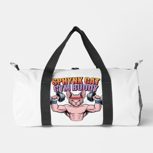 Sphynx-Katzen-Turnkamerad Muskulöser Cartoon Duffle Bag (Vorderseite)
