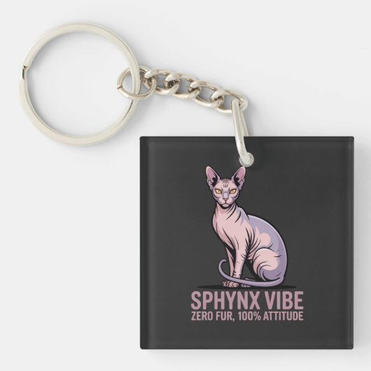 Sphynx-Katzen-Vibe im Sonnenlicht Kunst Schlüsselanhänger (Vorderseite)