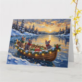 Sphynx-Katzen-Weihnachtsboot-Feiertag Karte (Gelbe Blume)