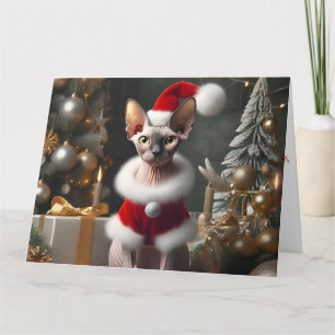 Sphynx-Katzen-Weihnachtsmann individuell anpassbar Dankeskarte