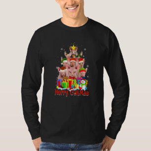 Sphynx Katzen Weihnachtsmannmütze Frohe Katmas Kat T-Shirt