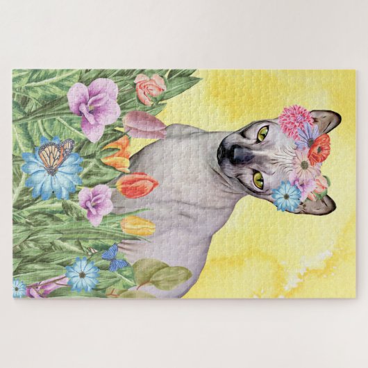 Sphynx-Katzenkatze-Blume Puzzle (Horizontal)