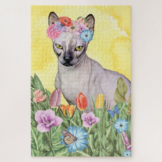 Sphynx-Katzenkatze-Blume Puzzle (Vertikal)