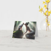 Sphynx Kissing Mermaid Grußkarte Karte (Gelbe Blume)