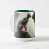 Sphynx Kissing Mermaid Zweifarbige Tasse (Vorderseite Links)
